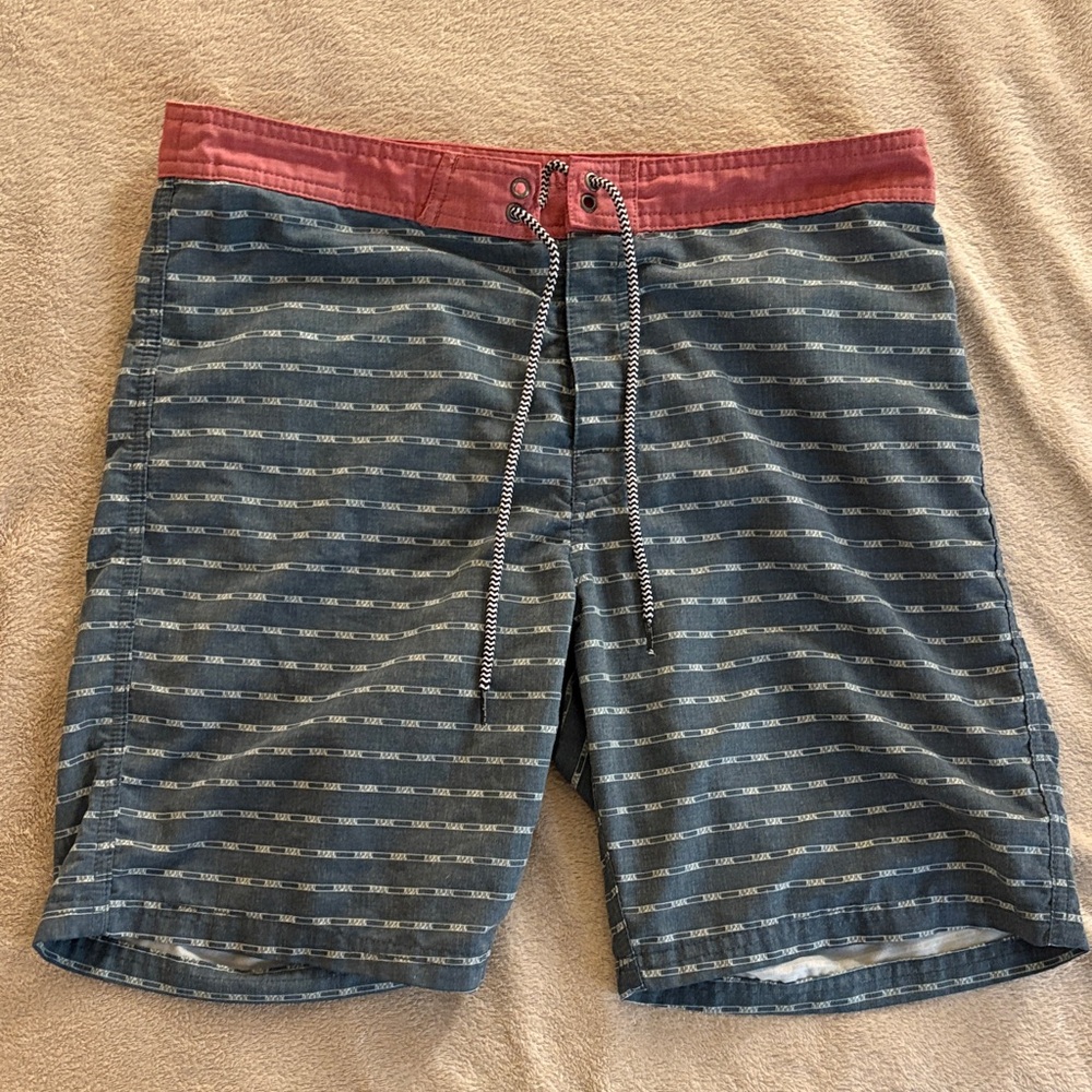 Katin Blue and Red Striped Board Shorts
